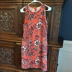Garnet Hill Women’s Size 4 Red/Orange & Blue A-line Dress Sleeveless